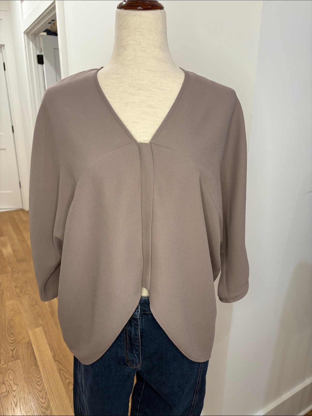 Marie Oliver Taupe V-Neck Blouse